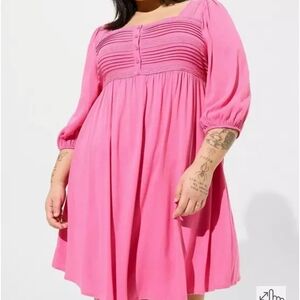 Torrid Vibrant Pink Long Sleeve Dress